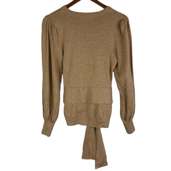 Lauren Ralph Lauren Black Label Belted Cotton-Blend Sweater Size M Camel Heather - Picture 6 of 12